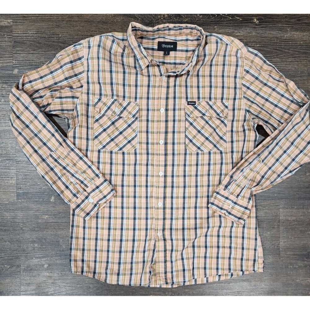 BRIXTON Memphis Long Sleeve Woven Button Down Plaid Shirt Mens‎ Large
